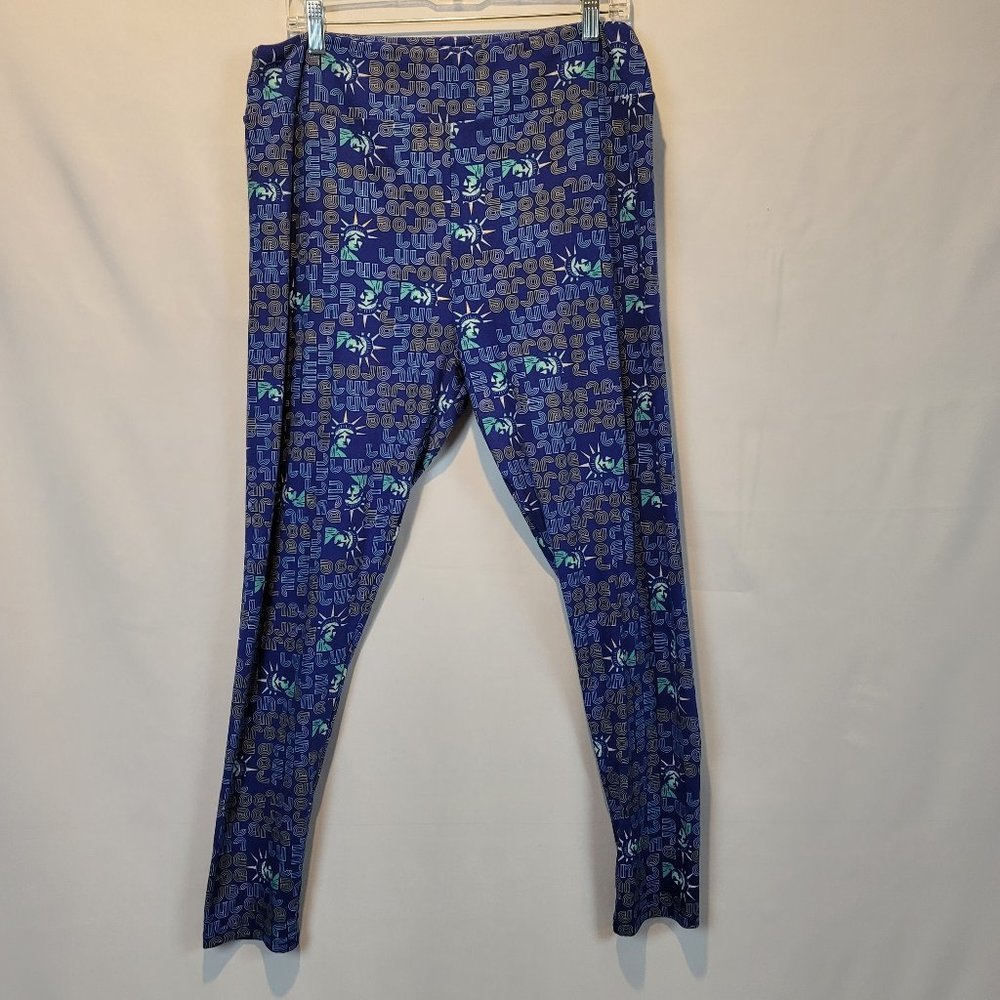 LuLaRoe statue of liberty logo printed leggings plus size TC2